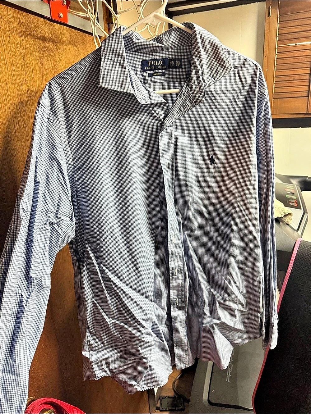 Polo Ralph Lauren Custom Fit Gingham Dress Shirt Blue & White